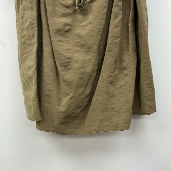 J. Crew Crinkle Keyhole Cami Spaghetti Strap Tank Top Olive Green Large - Picture 6 of 8